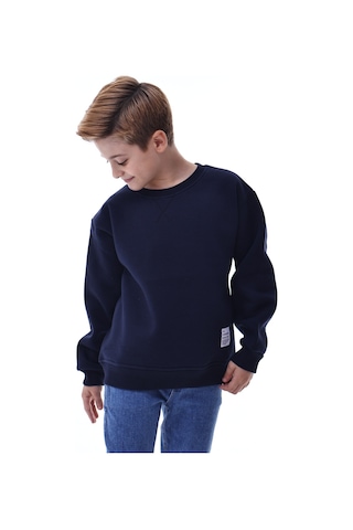 Erkek Çocuk Sweatshirt %100 Pamuk Rahat Kalıp 5-10 Yaş Lacivert