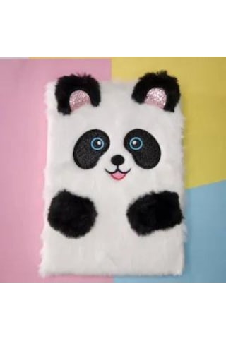 Peluş Çizgili Sevimli Panda Tasarımlı Defter renkli