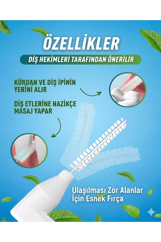 Hannah L-shaped Diş Arası Fırçası 10 Adet Beyaz Renk Arayüz Fırçası Seti 0.4 Mm Diş Bakımı Diş Arası