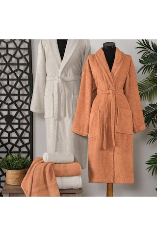 Schafer Home Arya Banyo Seti 6 Parça Ekru/kiremit Bornoz Seti Ekru