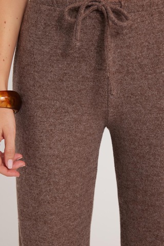 Tudors Kadın Relax Fit Rahat Kesim Beli Bağcıklı Geniş Paça Kahverengi Pantolon-41381 Kahverengi