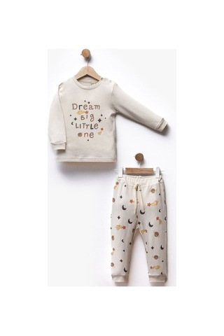 Bebegen Erkek Çocuk Ekru Dream Yıldızlı Baskılı Pijama Takımı Çok Renkli