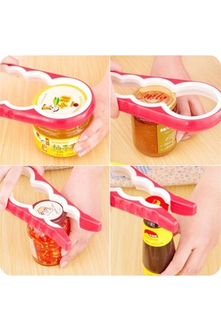 4 Boy Kavanoz Kapağı Açma Aparatı - Kavanoz, Konserve Şişe Açacağı Çok Renkli