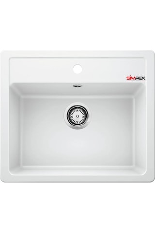 Simpex Tek Göz Tezgah Üstü&tezgaha Sıfır Uyumlu Beyaz 58x50cm