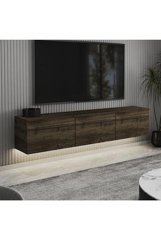 Neon Led Işıklı Duvara Monte,3 Kapaklı Tv Ünitesi,tv Sehpası Sandık Ceviz - İstanbul Ceviz İstanbul Ceviz