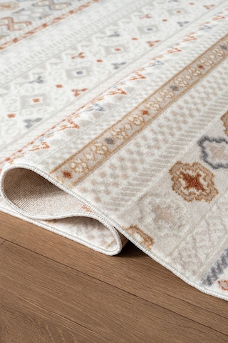 Icon Ic008r Krem Halı Renkli Kilim Desenli Akrilik Ve Pamuk Tabanlı 4 Mevsim Salon Halısı-753 Krem
