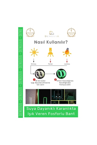 Karanlıkta Işık Veren Yansıyan 12 Metre Fosforlu Yeşil Şerit Bant Kendinden Yapışkan Reflektör Bant