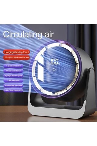 Gajeena Usb Desteğiyle 5 Hızlı, Sessiz Ve Taşınabilir Modern Mini Fan - Gri - Duvar Veya Masaüstü Kullanıma Uygun