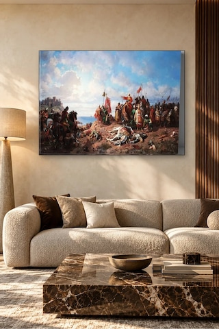 Fida Deniz Kıyısında Savaş Sonrası Osmanlı Ordusu Canvas Tablo Çok Renkli