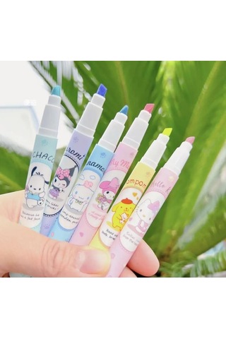 Kawai Sanrio Karakterler Fosforlu Kalem 6 Lı-1431 Çok Renkli