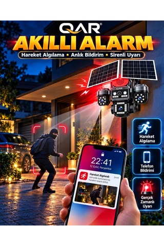 4 Lensli Güneş Enerjili Akıllı Güvenlik Kamerası 4g Sım Kartlı Yapay Zeka Destekli Uzaktan İzleme Dış Mekan Kamerası 24 Saat Kayıt