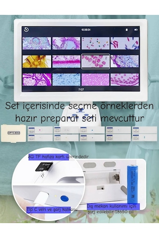 Ece Opto-edu Dijital Mikroskop Seti Biyoloji Mikroskobu 7 Lcd Ek
