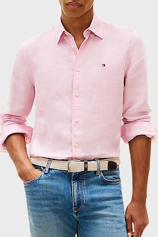 Tommy Hilfiger Keten Regular Fit Uzun Kollu Gömlek Erkek Gömlek Mw0mw41530 Tol Pembe