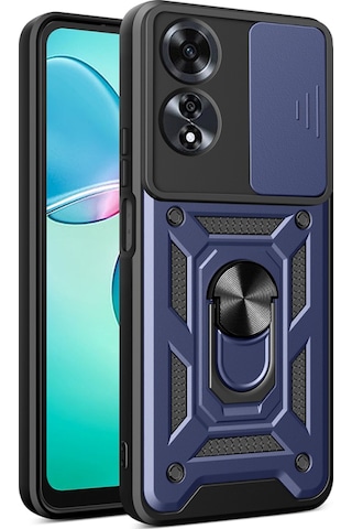 Nihcase Oppo A60 Kılıf Magnetik Standlı Kamera Korumalı Slide Sürgülü Cover Kapak