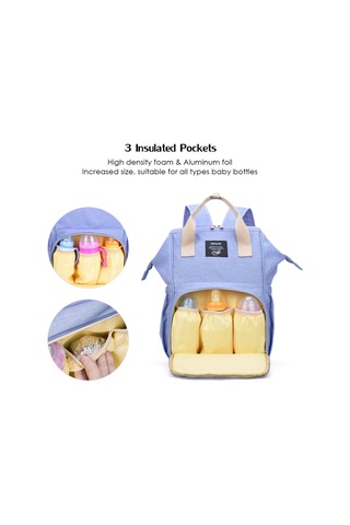 Jeehugo Çok Fonksiyonlu Mavi Anne Çanta - Su Geçirmez 900d Poliester, Isı Yalıtımlı Cep, Islak Bebe Giyim Bölmesi, Erkek/kadın İçin Sırt Çantası Mor
