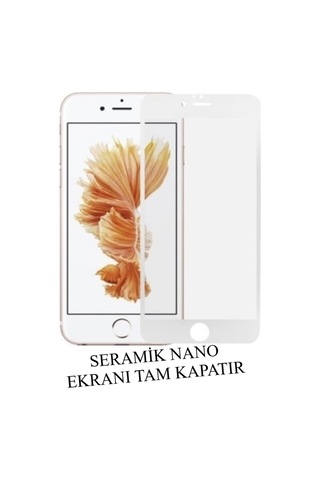 Apple Uyumlu iPhone 6 Ekran Koruyucu Seramik Nano Cam Esnek Tam Full Kaplayan Kırılmaz Beyaz