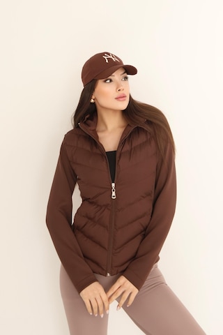 Moda Poni Kahverengi Kapüşonlu Şişme Mont