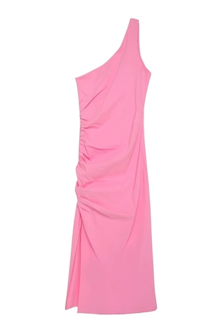 Quzu Yırtmaç Ve Büzgülü Elbise Pembe Pembe