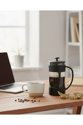 Pratik Demleme 350 Ml Taşınabilir Şık Cam French Press Bitki Çayı & Kahve Siyah