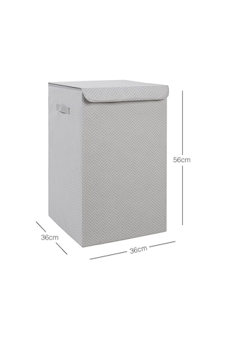 Ocean Home Textile Gri Balıksırtı Çamaşır Kutusu 36 x 36 x 56 cm