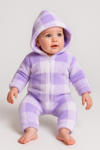 Kışlık Tatlı Peluş Welsoft Tulum Kız Bebek Tulum Lila