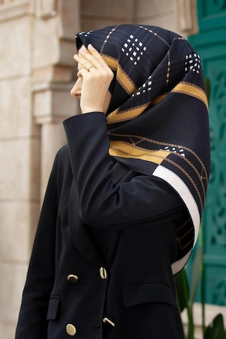 Vissona Twill İpek Eşarp Siyah, Gold
