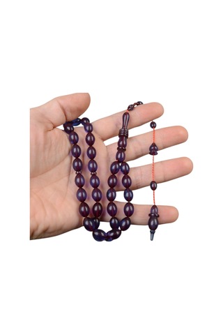 Arpa Kesim 8x11 Mm Ateş Kehribar Sistem Püsküllü Tesbih Kırmızı
