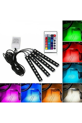 Araç Içi Ayak Altı Led Müziğe Duyarlı Kumandalı 9 Led'Li