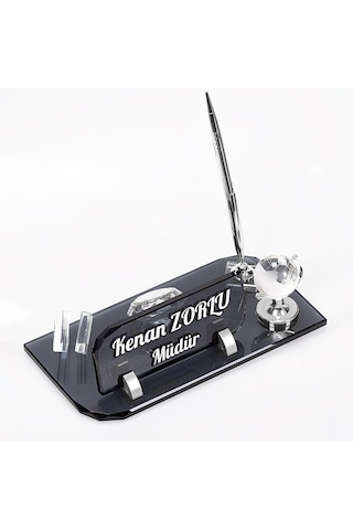 İsimlik Delta Gümüş Hediye Dünya Aksesuar Ofis Masa İsimliği