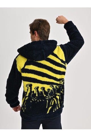 Fenerbahçe Lacivert Tribün Bayrak Detaylı Erkek Peluş Sweatshirt Fb Laci Yeni