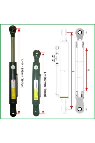 3 Ton - 60cm Traktör Ortakol, Hıdrolik Silider - 19mm Silinder Kafa, 3 Ton - 60cm Toplift Hydraulic Cylinder - 19mm Cylinder Head
