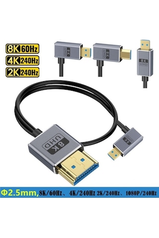 Novahub 60cm Koaksiyel Mikro Hdmı - Kablo Tekniği İle Hdmı 8k Uhd 48gbps Video Bağlantı Kablosu, Stil: Düz Kafa