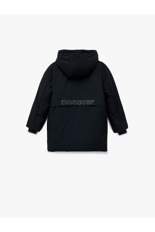 Koton Uzun Kollu Çıtçıt Detaylı Cepli Slim Fit Kapşonlu Mont Lacivert 6wkb00017tw Lacivert