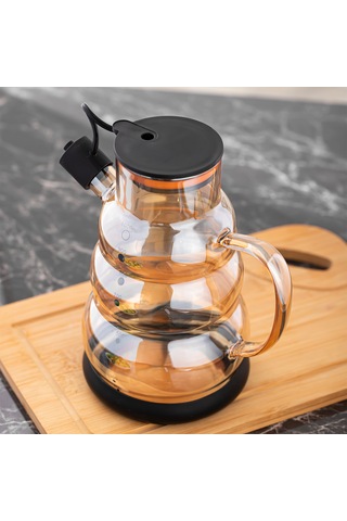 Porsima 3617-1 Kapaklı Borosilikat Cam Yağlık Sirkelik Yağdanlık 1000ml Siyah Siyah