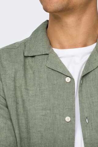 Only & Sons Erkek Onscaıden Kısa Kollu Keten Gömlek 22025116 Yeşil Yeşil