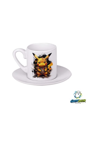 Pikachu Türk Kahvesi Fincanı 0159 Beyaz