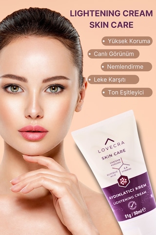 Aydınlatıcı Krem Glycolic Asit E & A Vitamini Aydınlatıcı Beyazlatıcı Uva / Uvb Leke Karşıtı 50ml Beyaz