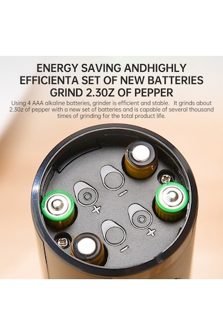 Bloomnest Akülü 5 Kademeli Elektrikli Tuz Ve Karabiber Öğütücü Seti, Saklama Tabanlı Siyah
