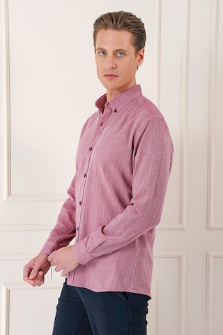 Efor Slim Fit Düğmeli Yaka %100 Pamuk Klasik Bordo Gömlek Gk 723 Bordo