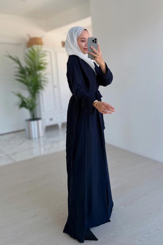 Sırt Detay Dökümlü Abaya - Lacivert Lacivert