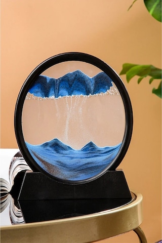 Plentiful Hareketli 3d Kum Saati 30cm Büyük Boy Mavi Yuvarlak 12inch Cam Dekoratif Sanatsal Rahatlatıcı