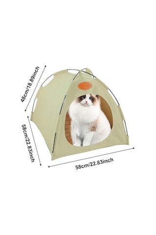 Vkemall Xl Bej Kedi Köpek Çadır Yatağı - Katlanabilir Dış Mekan Evcil Hayvan Konaklama Tulumu Yastık Dahil