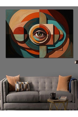 Geometrik Modern Göz Ve Şekiller Dekoratif Kanvas - Mdf Ahşap Tablo