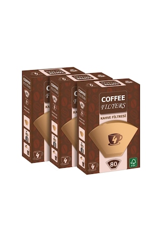 Coffee Filters Kahve Filtresi 4 Numara 3 x 80'li