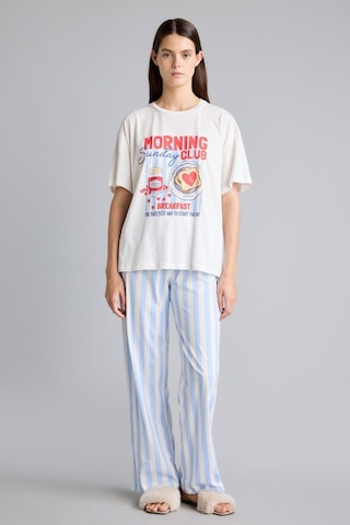 Defacto Regular Fit Kısa Kollu Baskılı Çizgili 2li Pijama Takımı I8337ax26aube250 Mavi-be250