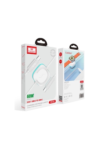 60w Type-c To Type-c Ve 2.5w Kablosuz Saat Şarj Çıkışlı 2in1 Pd Hızlı Şarj Kablosu Watch Şarj Aleti