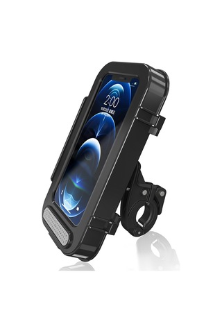 Bisiklet Su Geçirmez Çanta Motosiklet Şeffaf Flip Telefon Tutucu Siyah Siyah