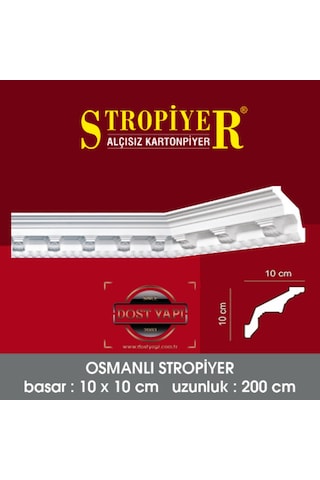 Stropiyer Alçısız Kartonpiyer Osmanlı Modeli 10 Adet = 20 Metre