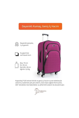 Orta Boy 4 Teker Kumaş Valiz Fuşya 1081 Fuşya