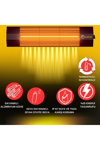 Sunstar Halojen Termostatlı 1800 W Soba - İnfrared Isıtıcı